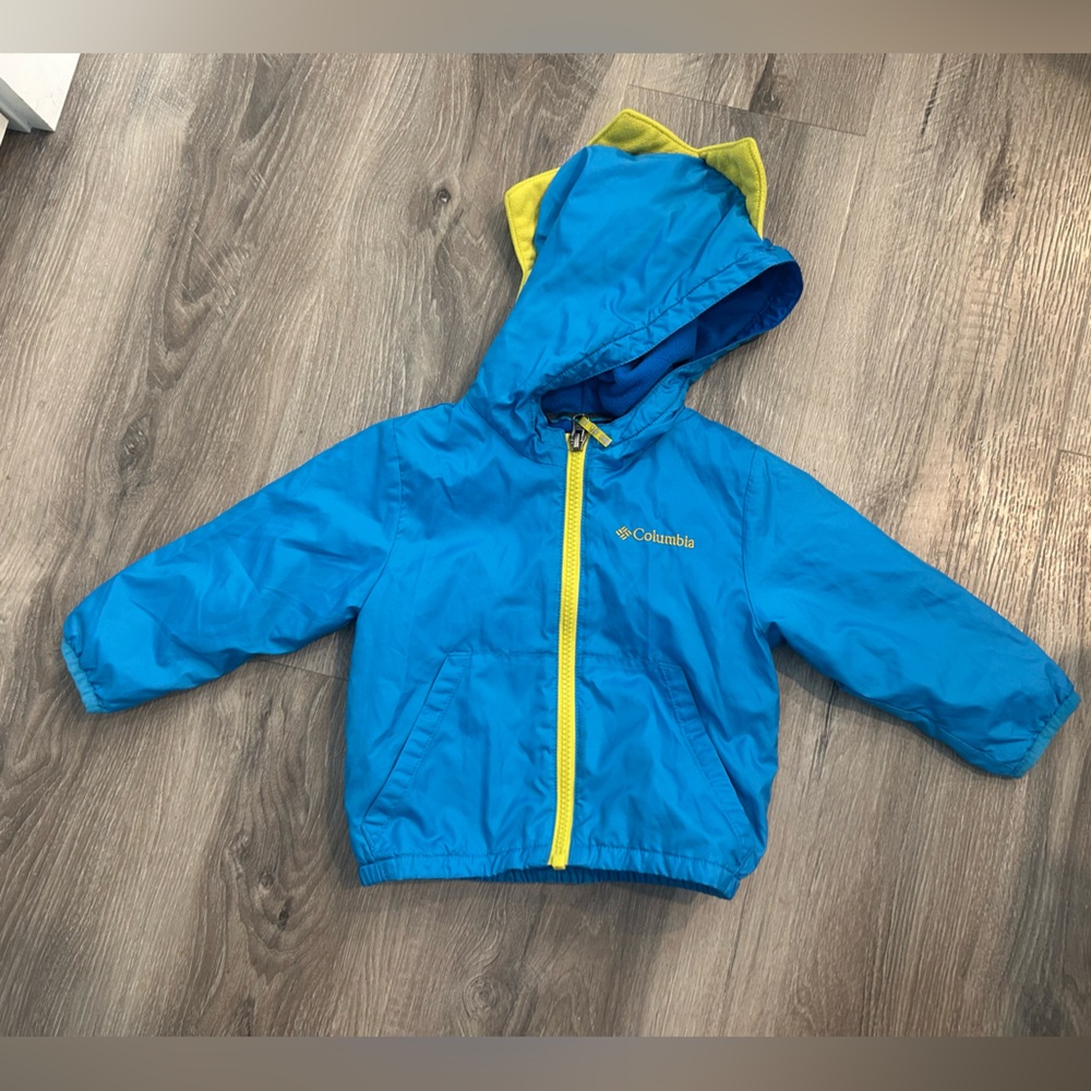 Columbia Kids Raincoat , blue and lime green Dino design